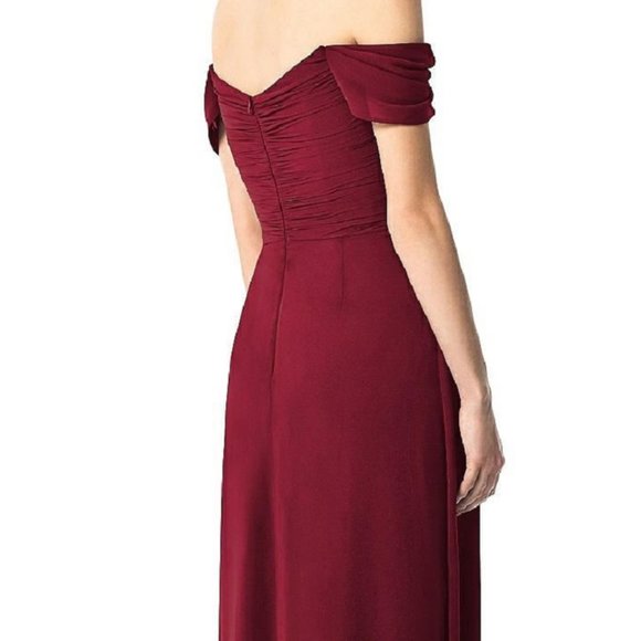 Dessy 2844...Full Length, Off the shoulders Dress.....Burgundy....Size 2....NWT - Picture 4 of 6
